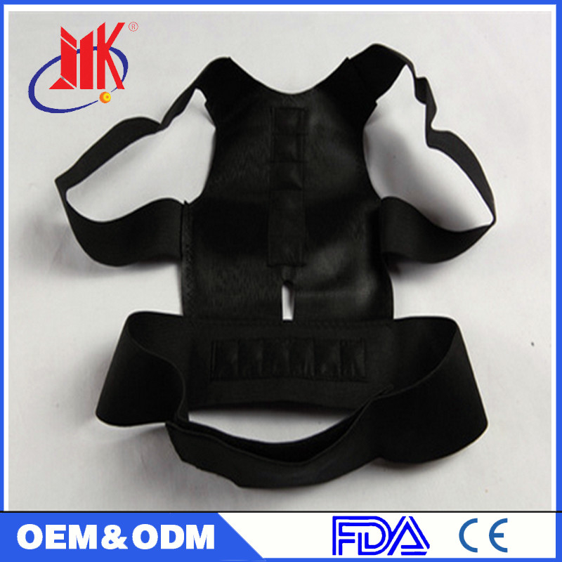 Leather Back And Shoulder Support Belt , Spine Correction Brace With Magnetic Stone